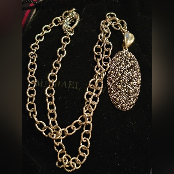 Michael Dawkins necklace and enhancer pendant. New with bag. Sterling silver cha - Picture 4 of 7